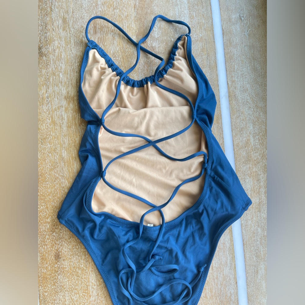 NWOT J CREW PLAYA ROCKAWAY RUCHED HALTER TOP ONE PIECE BIKINI SWIM SUIT BLUE XS